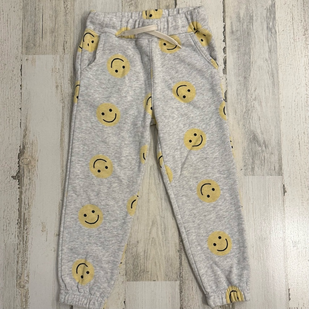 Old Navy Kids Gray Jogger Pants with Yellow Smiley Prints